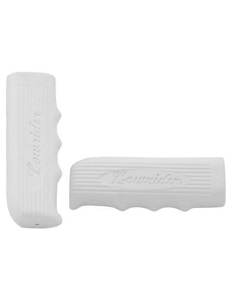 Lowrider Custom Grips 7/8 long 116mm Kraton Rubber W/Logo White.
